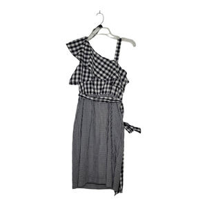 Calvin Klein Gingham One  Shoulder Midi Dress